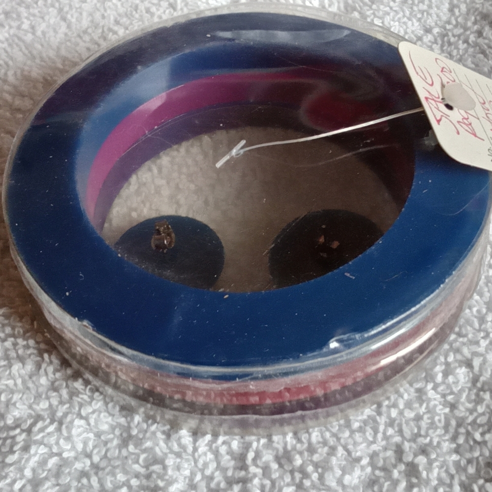 Vintage New Old Stock Colorful Bangle Bracelet And Pierced Earring Set